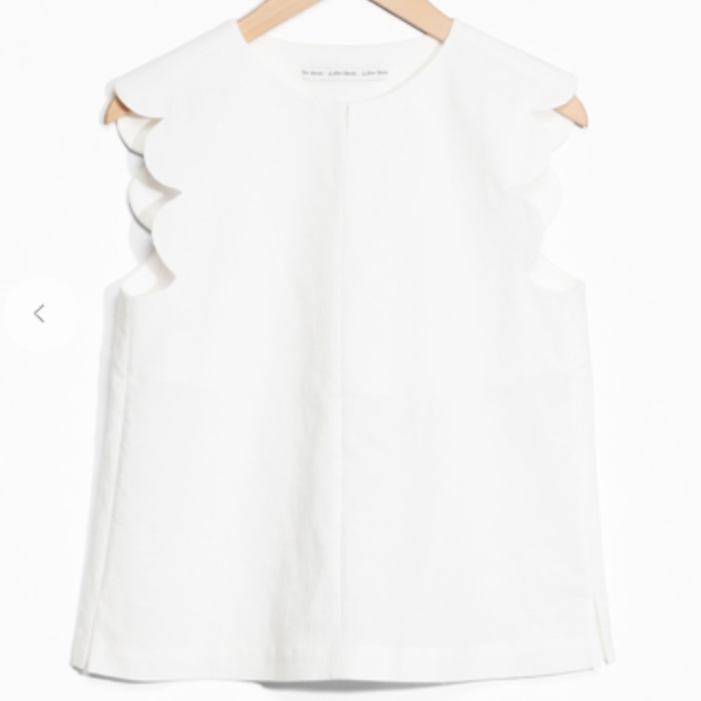 & Other Stories White Scalloped Blouse